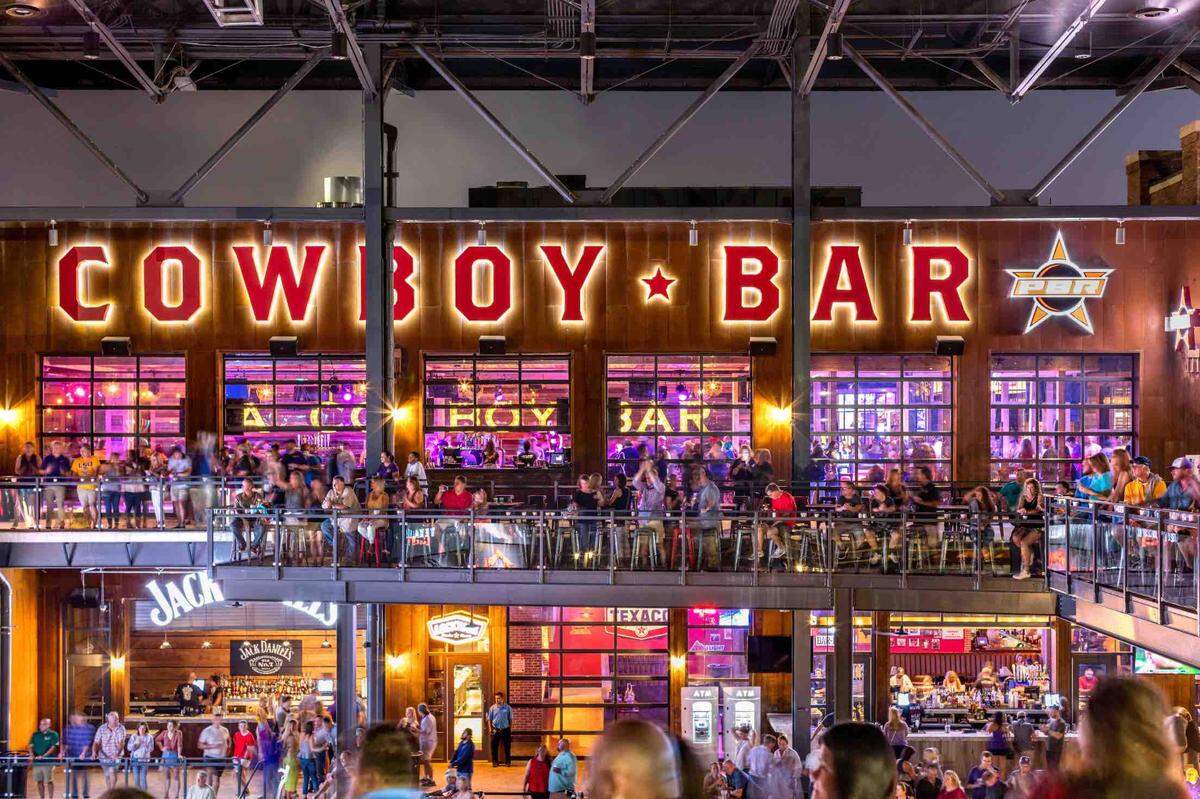 The PBR Cowboy Bar in Arlington, Texas, has second story seating.