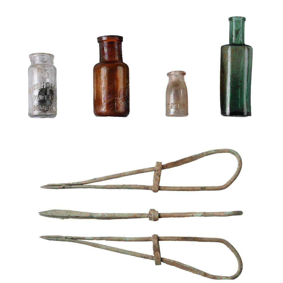 Remnants of the hospital from a century ago, such as medicine vials and forceps, were also found in the dump pits.