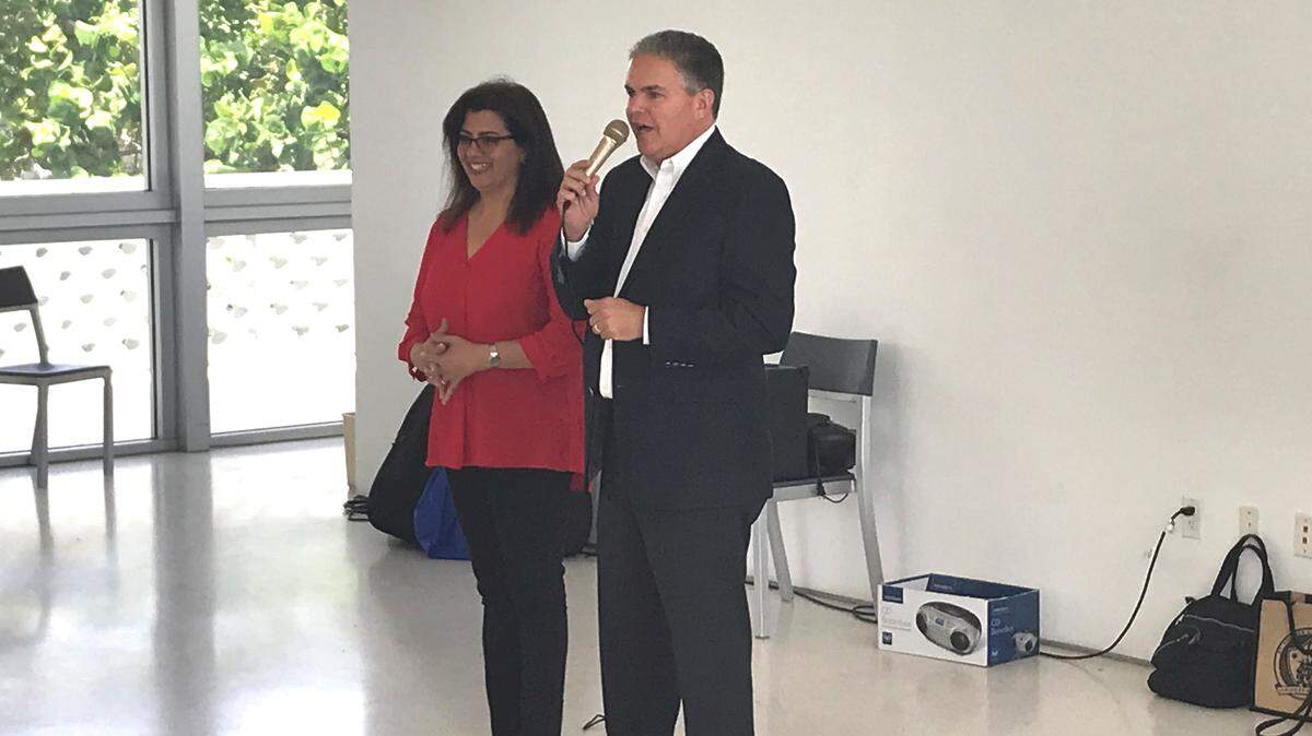 Bruno Barreiro, seen here at a Miami Beach senior center with his wife, Zoraida Barreiro, will have to run for Congress without the power of incumbency now that he's out as a Miami-Dade commissioner and his wife lost a bid to claim his seat.