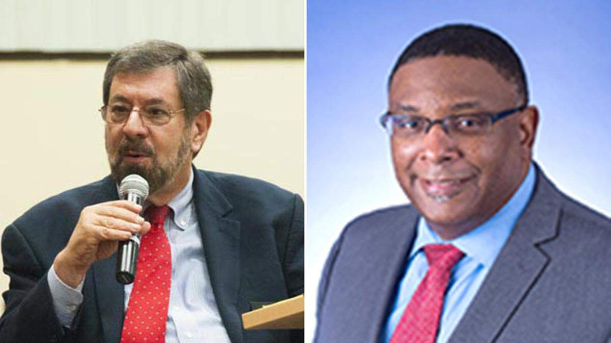 Howard Simon, ACLU executive director for Florida, left, and Ruben Roberts, president of the Miami-Dade Branch of the National Association for the Advancement of Colored People.