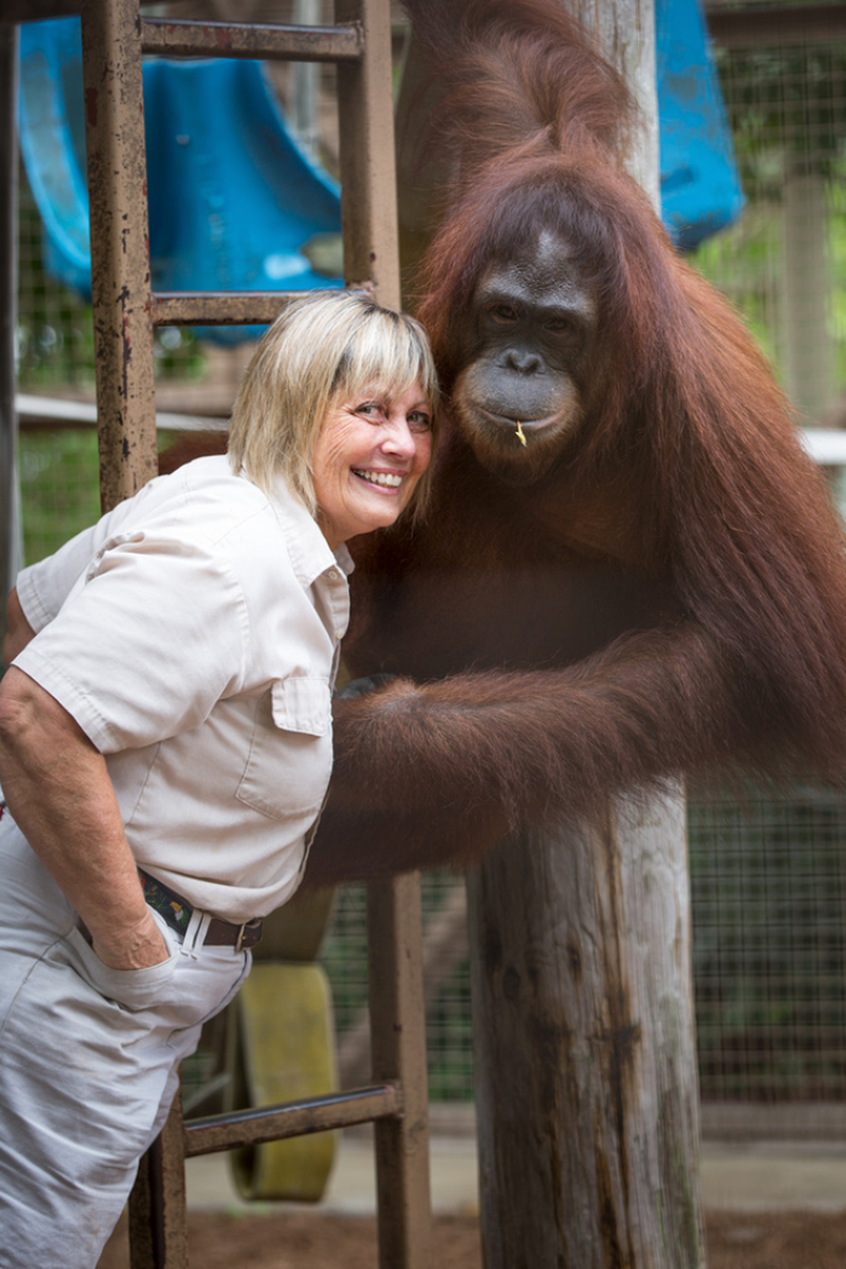 Caretaker Linda Jacobs is pictured with Peanut, a cancer survivor, in this undated photo.