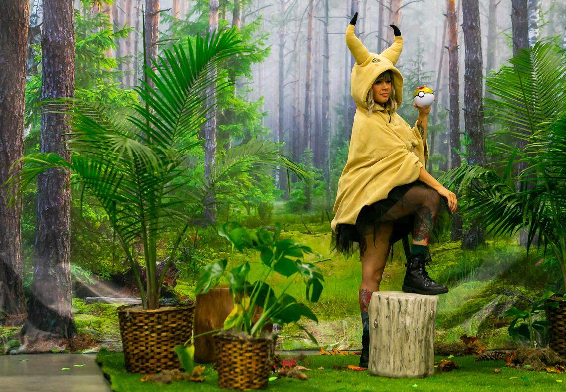 A cosplayer dresses up as Mimikyu from Pokémon during the 2022 Florida Supercon.