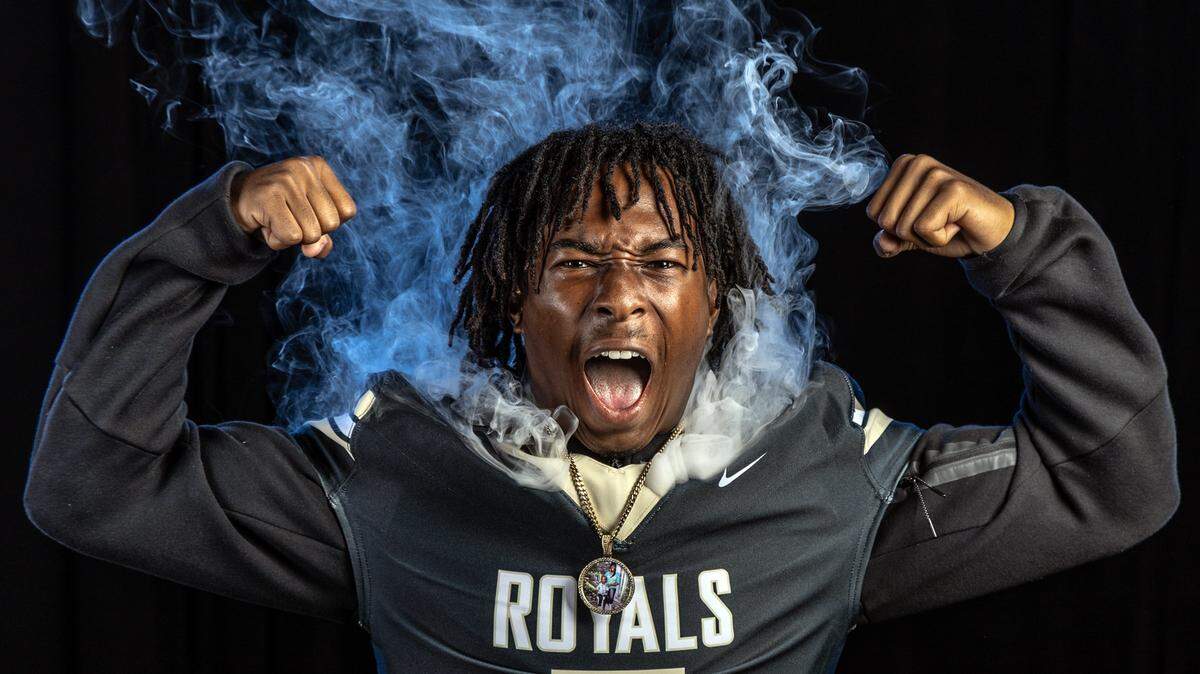 Immaculata LaSalle High School athlete Wendell Copeland during High School Football Media Day at Hard Rock Stadium in Miami Gardens, Florida, on Saturday, August 9, 2025.
