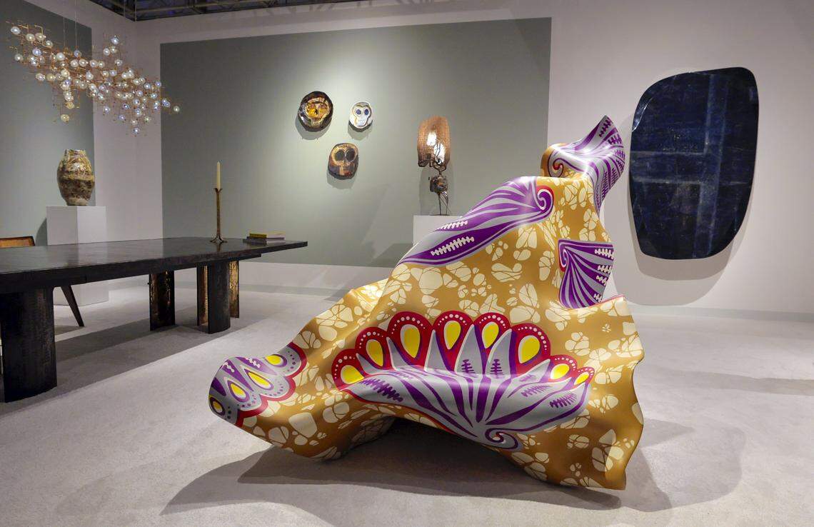 “Wiindy Chair” by artist Yink Shinobare on display at the Carpenters Workshop Gallery at Design Miami on Miami Beach, Florida on Tuesday, December 3, 2024. 