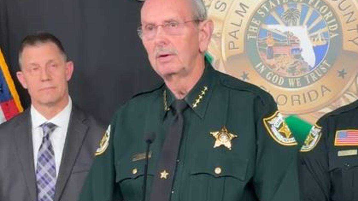 Palm Beach County Sheriff Ric Bradshaw speaks to reporters Wednesday, April 30, 2025, about the arrest of Damien Allen on charges related to a mass shooting the Loxahatchee man is accused of planning to carry out.