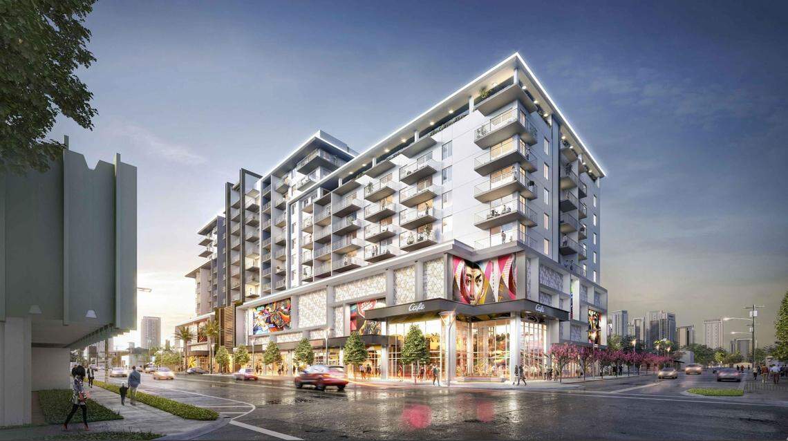 Architectural rendering of  Wynwood Green, an 11-story, 189-unit apartment building proposed by Lennar Multifamily Communities on NW 29th Street between First and North Miami Avenues.