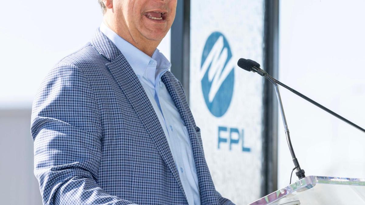 President and CEO of Florida Power & Light Armando Pimentel Jr. speaks to attendees during the unveiling of the FPL Miami-Dade Clean Water Recovery Center (CWRC) at FPL Turkey Point Nuclear Generating Station on Wednesday, January 15, 2025, in Homestead, Fla. 