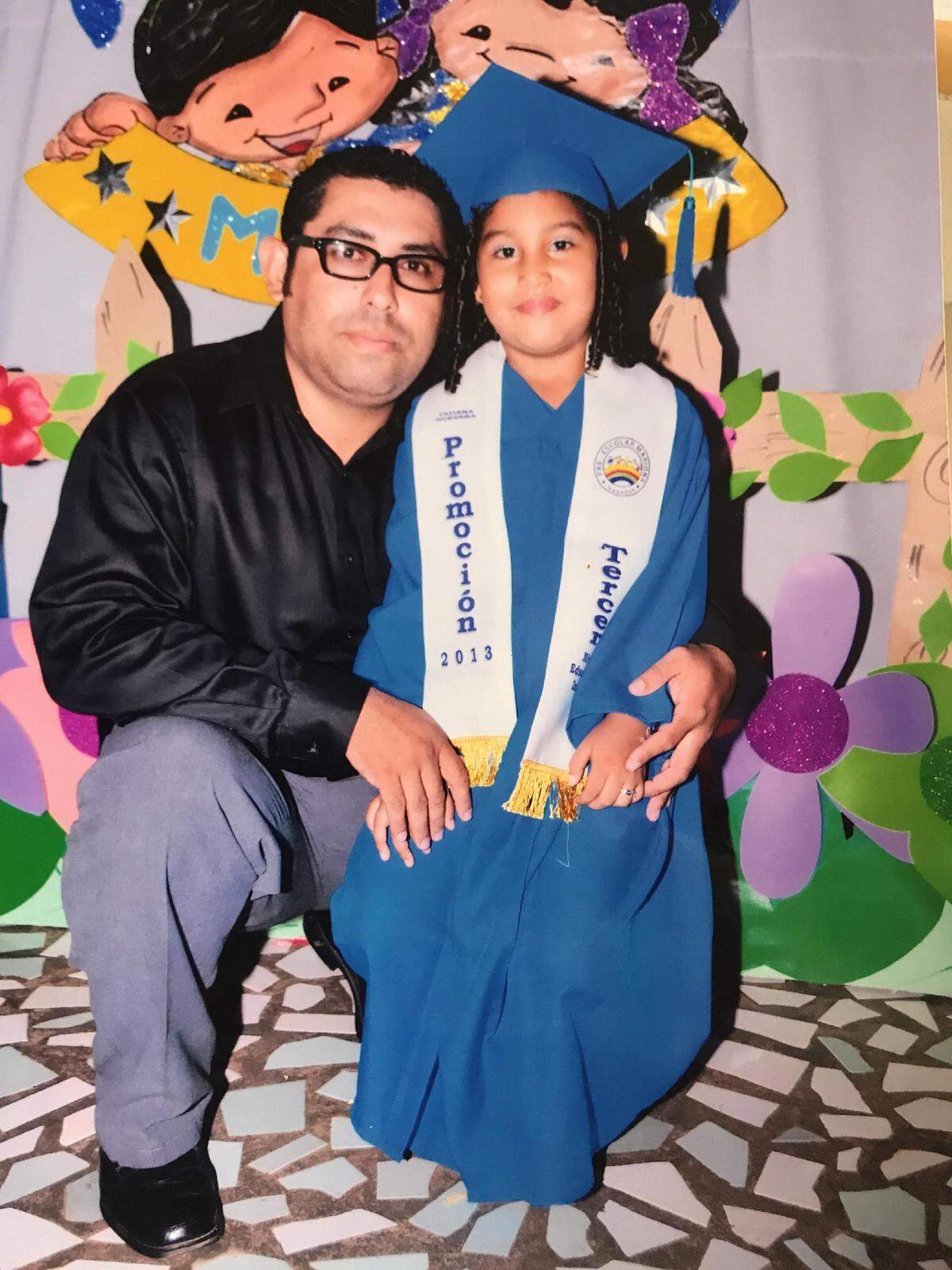 Edgard Guevara, a 38-year-old taxi driver and father of three, was shot in Managua on May 30 during Mother's Day protests. He's pictured with his youngest daughter.
