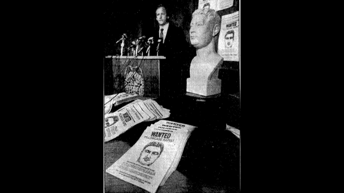 A bust of the Pillowcase Rapist, a man suspected of raping 44 South Floirda women over the past five years, was unveiled at police headquarters March 10, 1986. It was designed for free by Cuban-born sculptor Tony Lopez.