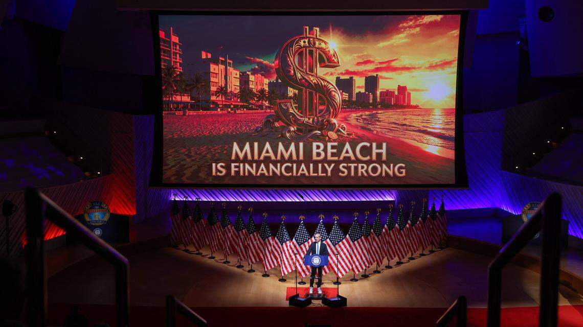 Miami Beach Mayor Steven Meiner delivers his annual State of the City address on his initiatives that have made Miami Beach financially strong on Wednesday, February 4, 2026, at the New World Center in Miami Beach, Florida.