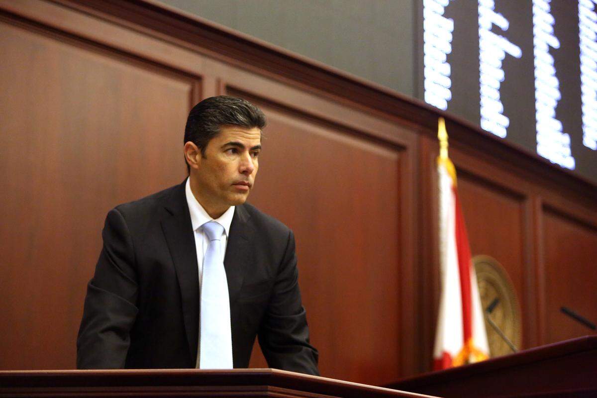 Republican Jose Oliva of Miami Lakes presided over the 60-day (plus one) session as Speaker of the Florida House. This photo is from the House session on Tuesday, April 30, 2019, at the Capitol in Tallahassee.
