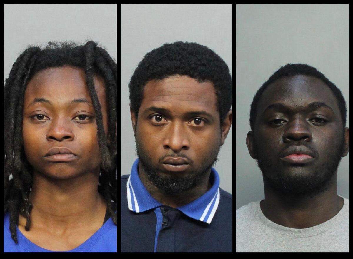 From left to right: Latravia Charm Bell, 20, Nathaniel Bernard Roberson, 31, and Mikal Tavares-Norman, 20.