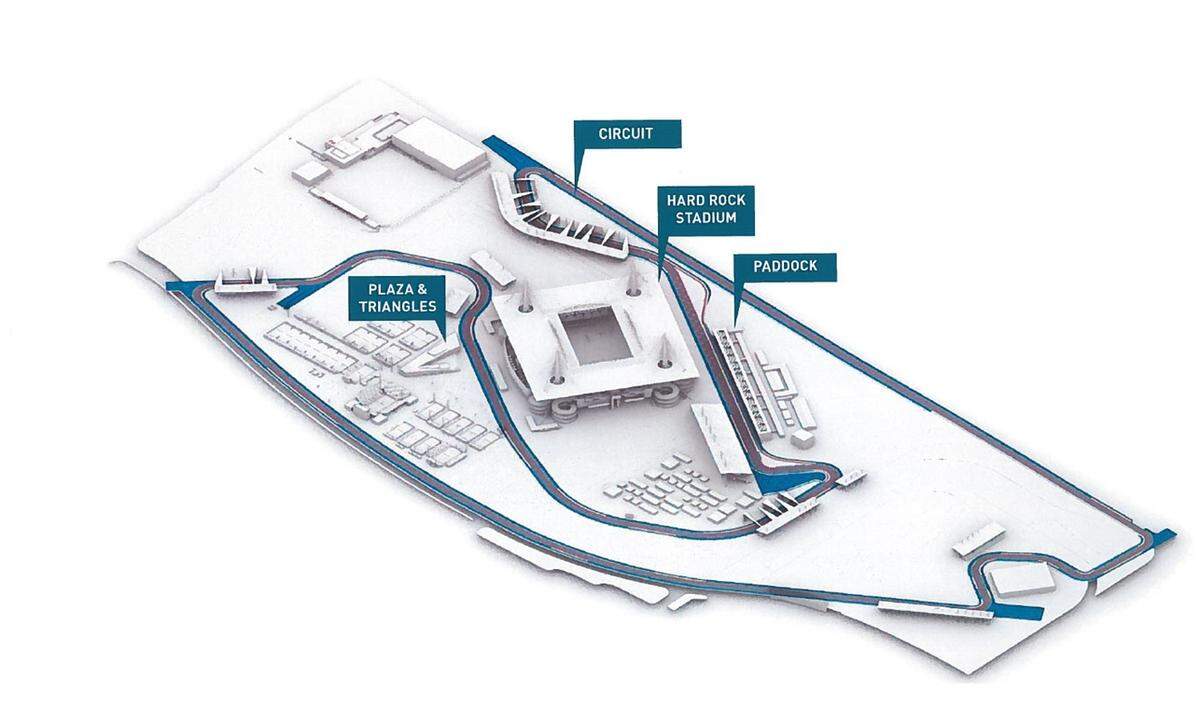 The proposed course of the Formula One race at Hard Rock Stadium in Miami Gardens.