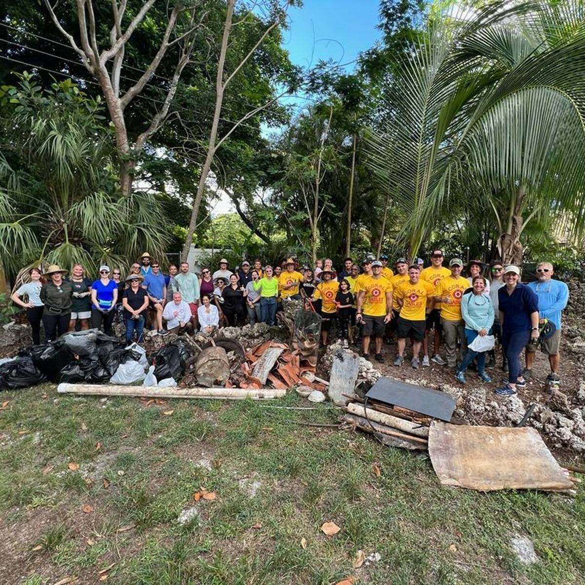 Clean-up volunteers recently worked on removing the invasive vines at Camp Mahachee on Old Cutler Road.