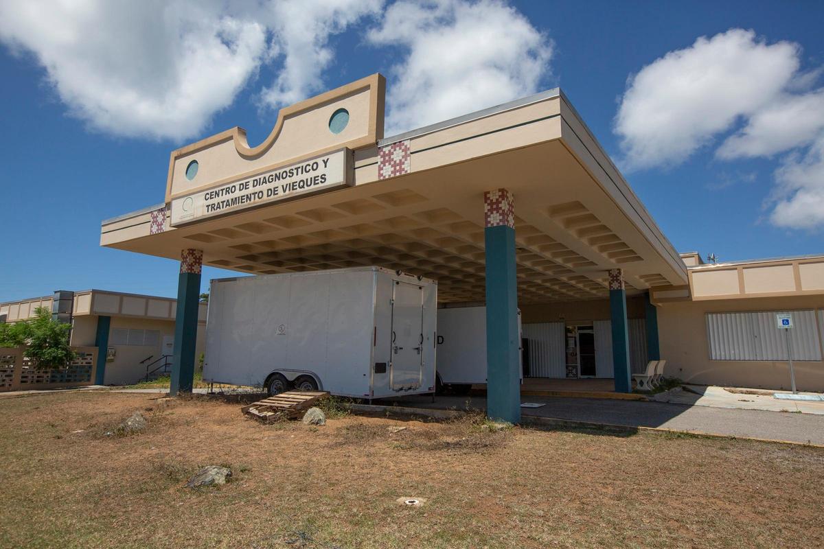 A shuttered Centro de Diagnostico y Tratamiento de Vieques — diagnostic and treatment center — one year after Hurricane Maria struck Puerto Rico.