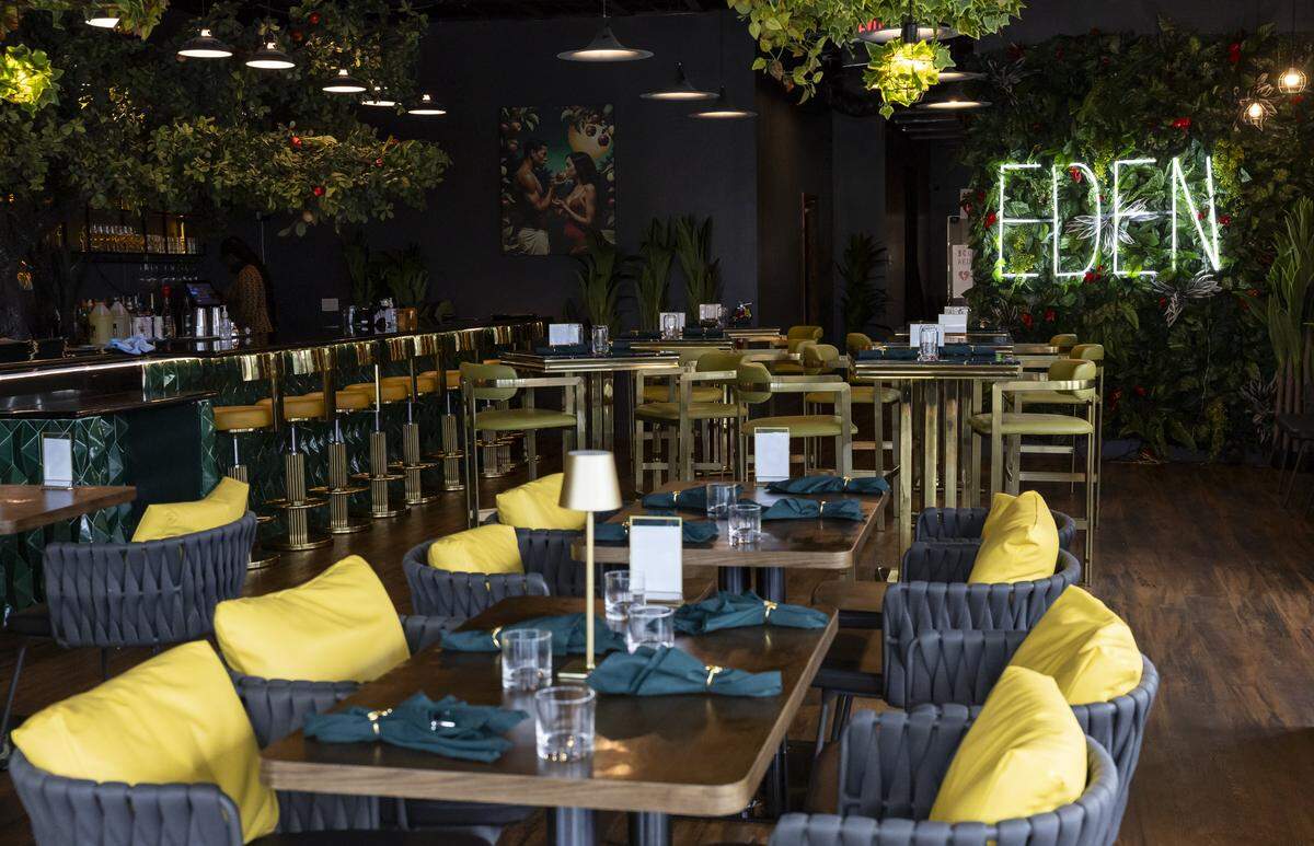 An interior view of Eden Restaurant on Wednesday, Sept. 3, 2025, in West Park, Fla. The restaurant, owned by Nigerian American businesswoman Cheryl Aitah, opened last year and combines her spiritual beliefs with West African cuisine to create a memorable dining experience.