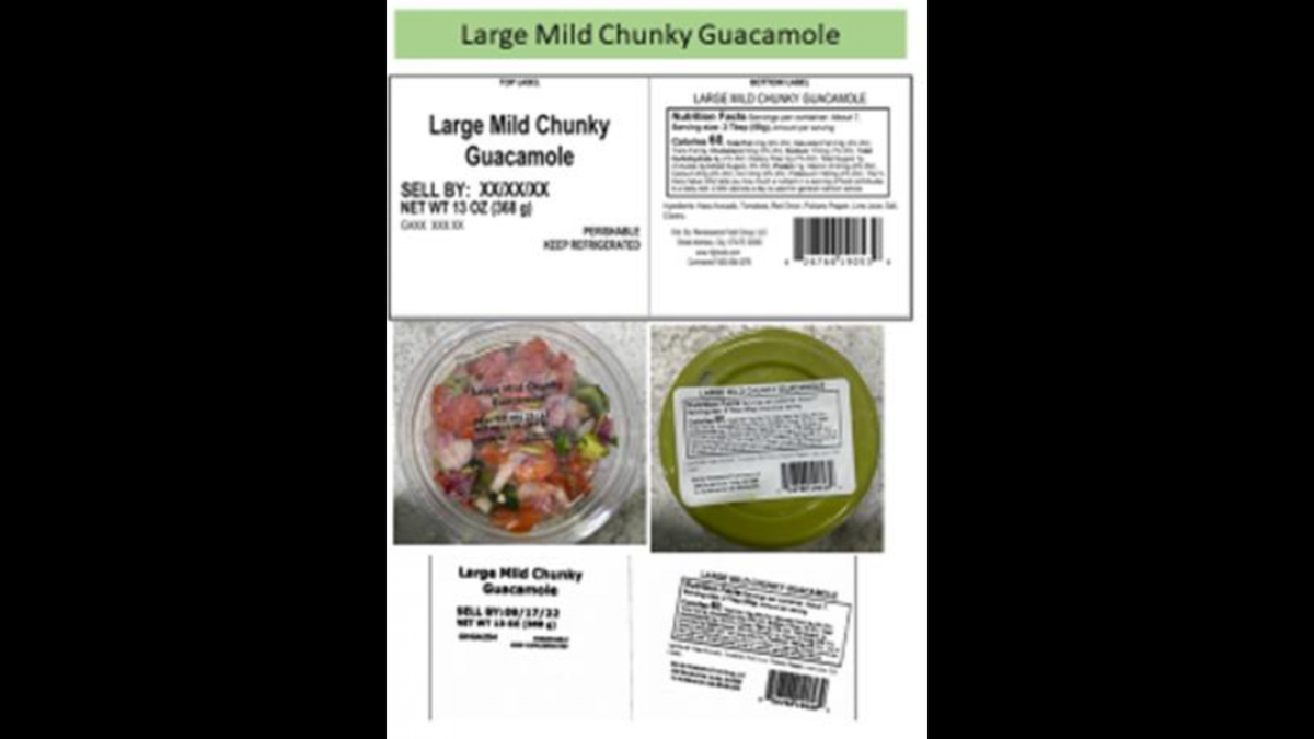 These packs of Large Mild Chunky Guacomole have been part of the recall of ready-to-eat vegetable products recalled from Kroger stores