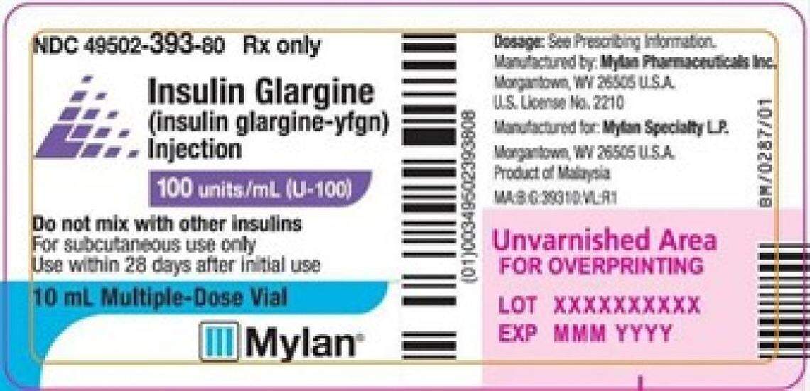The label on the outside of the box of Insulin Glargine