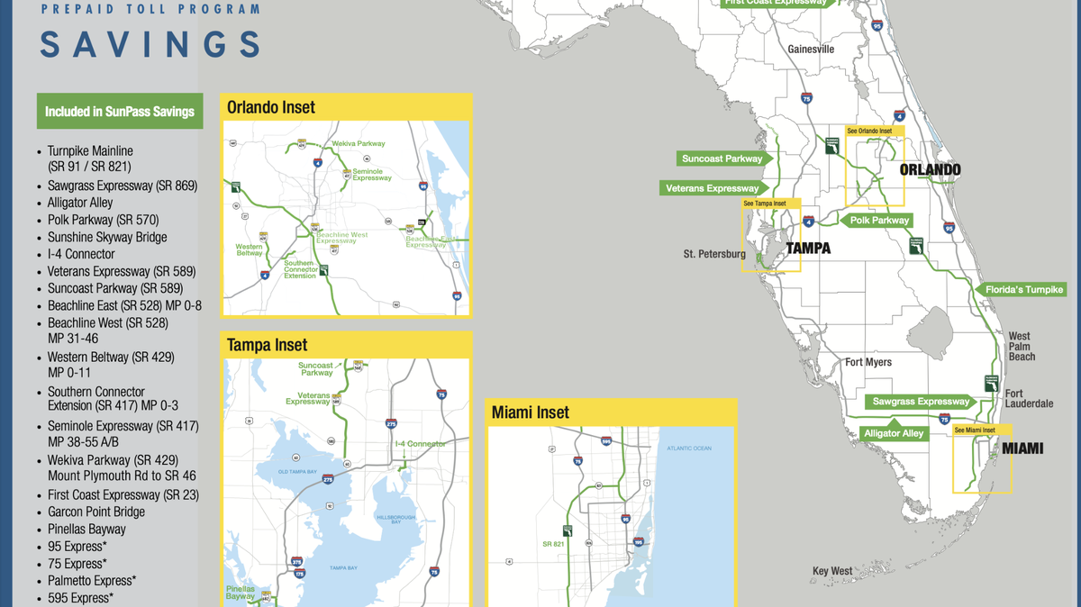 Los conductores que tienen SunPass, E-Pass, Uni y LeeWay y viajan con frecuencia por las carreteras con peaje de Florida pueden obtener un descuento en su factura a partir del 1 de septiembre si tienen al menos 40 transacciones de peaje por mes.