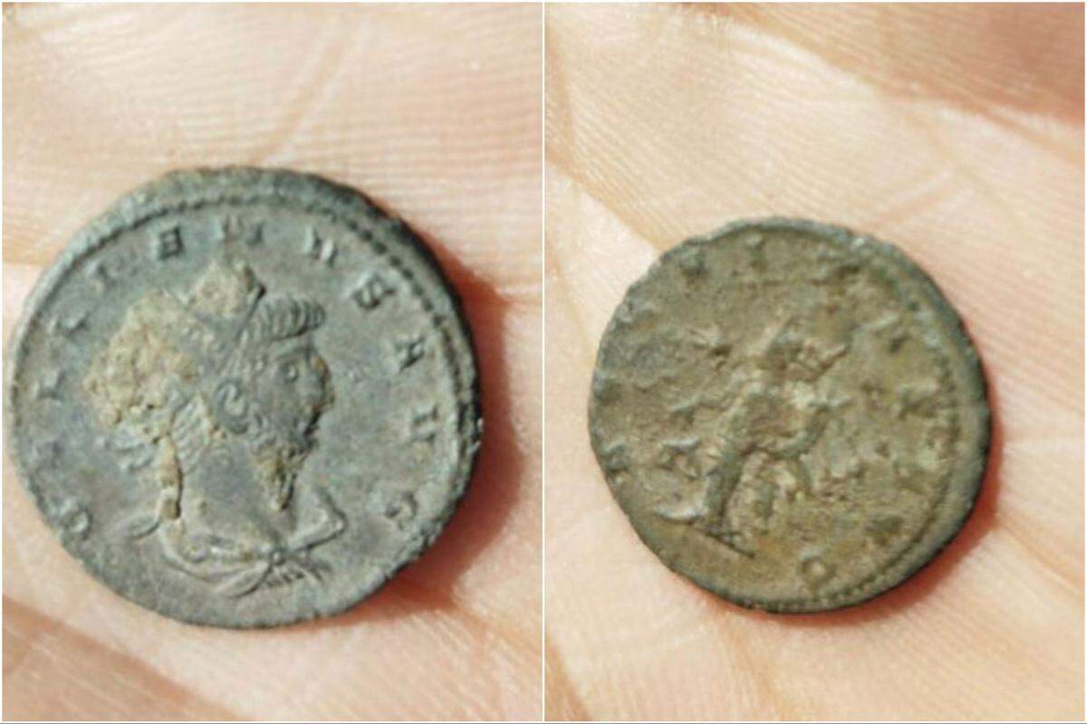 The front and back of the Roman coin another student found.