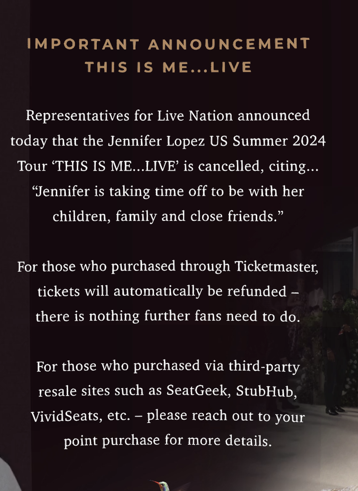 In an announcement no one saw coming, Jennifer Lopez has announced that she is “heartsick” over the decision that was made.