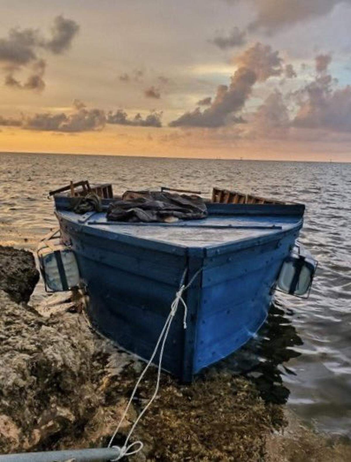 Nearly two dozen Cubans on a homemade migrant vessel arrived at Curry Hammock State Park near Marathon, Florida on the early morning of Sunday, May 29, 2022.