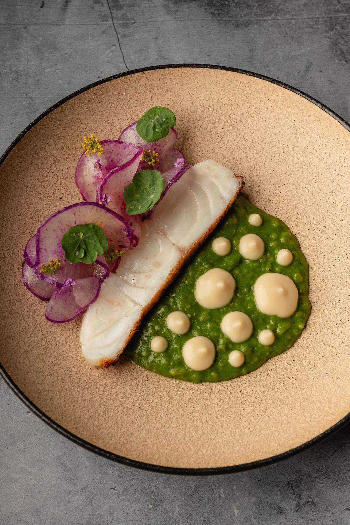 Kaori’s Miami Spice menu has a fabulous seared local fish, served with porcini and shiitake over a pool of smoked fish bone dashi congee.