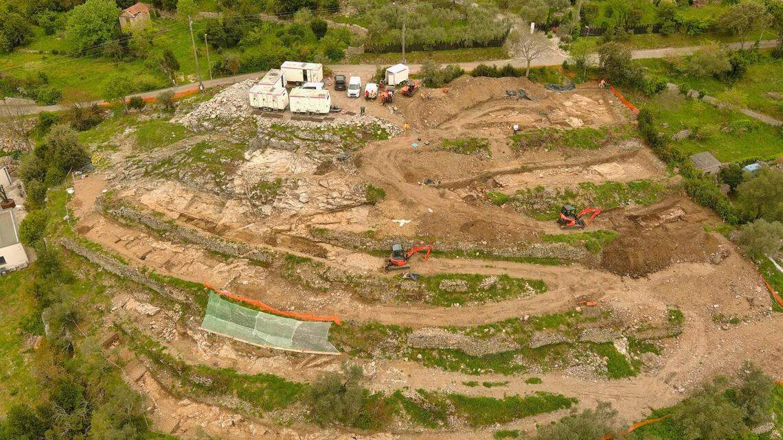 On a terraced hill in southern France, ancient homes with an elaborate mosaic were discovered.