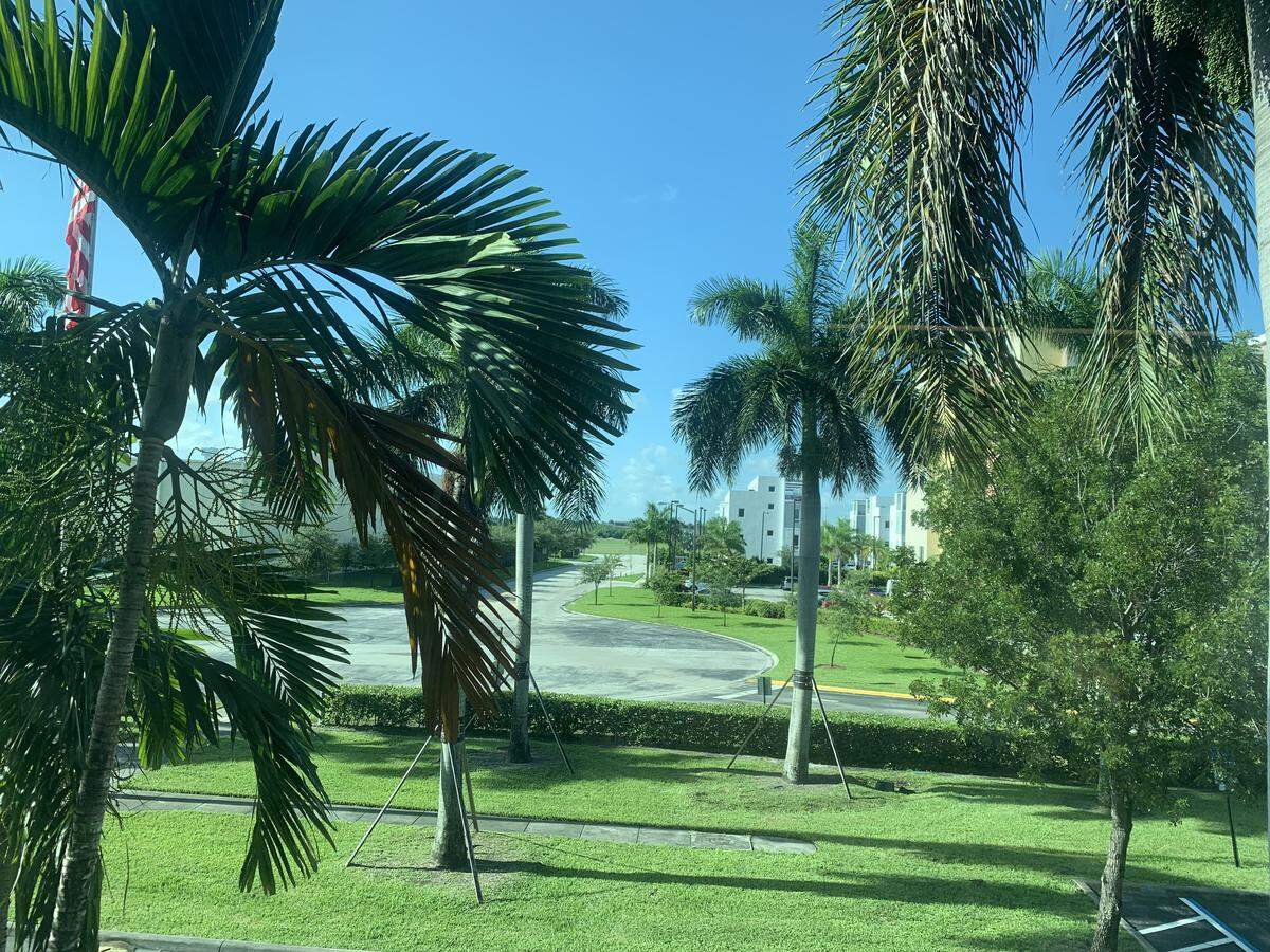 Sunny skies in Doral looking out of a newsroom window on the morning of Aug. 8, 2019.