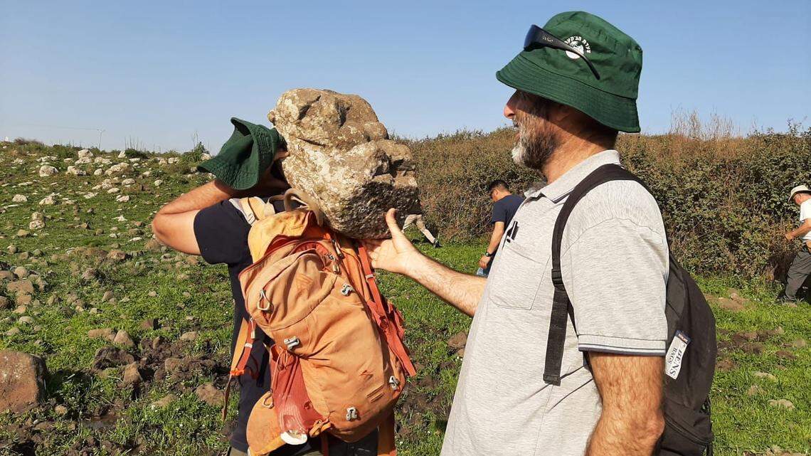 University students on a field trip to Ein Nashut with an archaeology professor found a coin and a 1,700-year-old lioness carving, photos show.