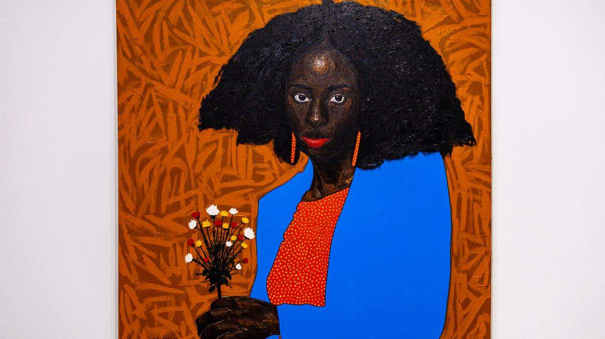 Artwork by artist Oluwabori Gafar is displayed at the Art Prizm Fair during Art Basel in the Design District neighborhood of Miami, Florida, on Tuesday, November 29, 2022.