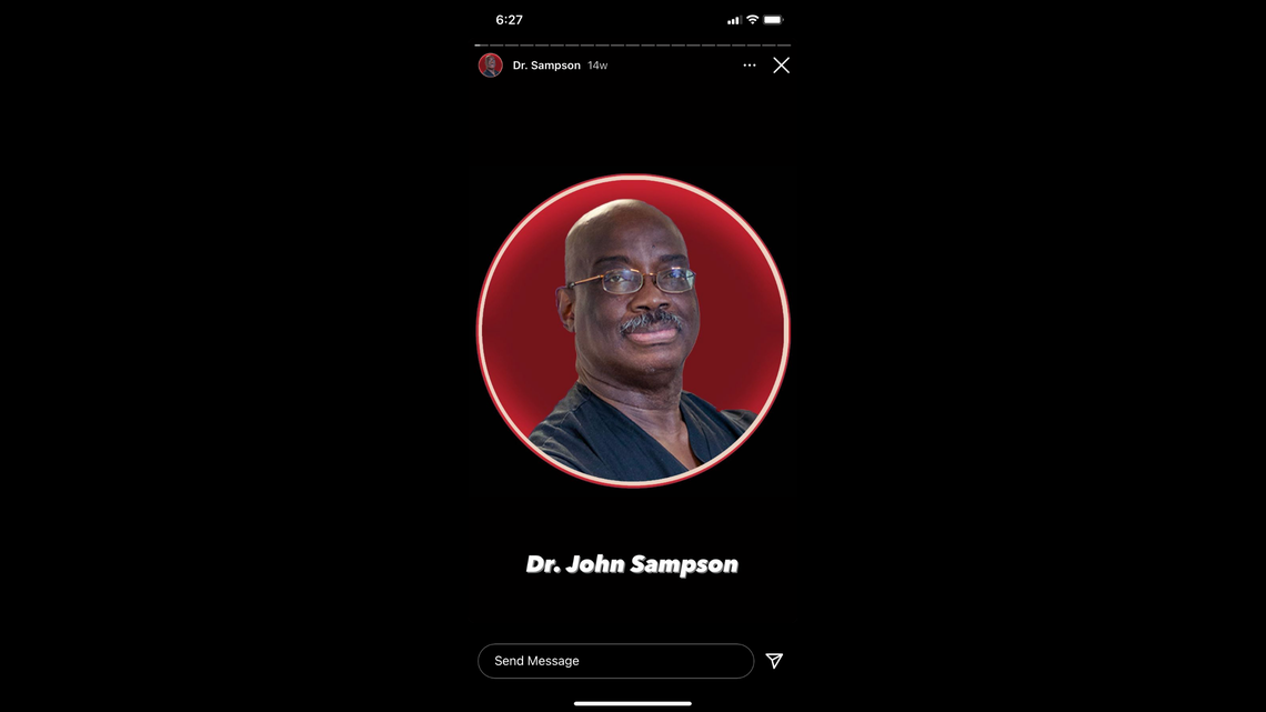 Dr. John Sampson’s photo, as it was on Seduction Cosmetic Center’s Instagram page.