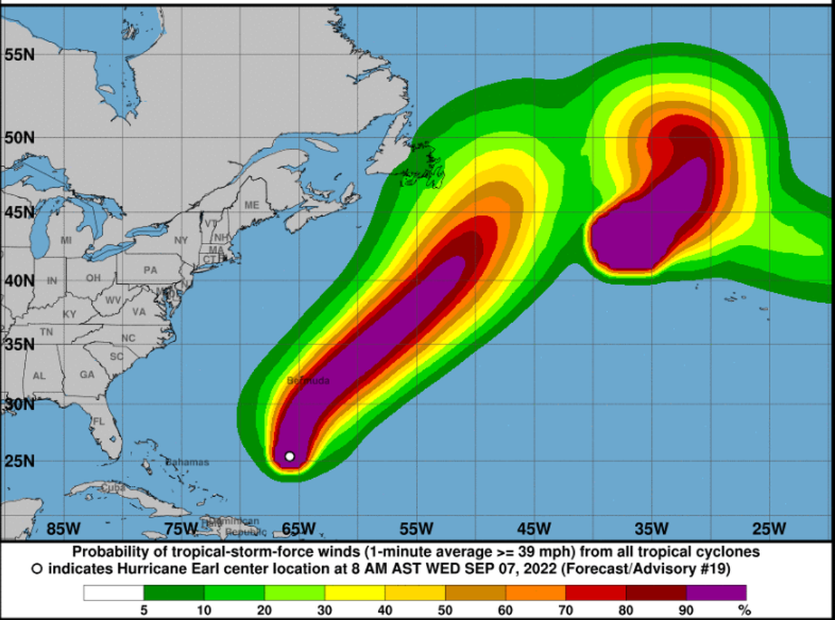 Hurricane Earl’s wind speed