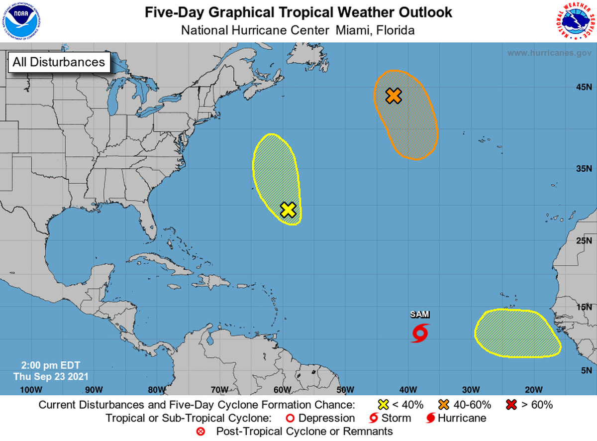 Another disturbance popped up Thursday afternoon near Bermuda with a low chance of formation anytime soon.
