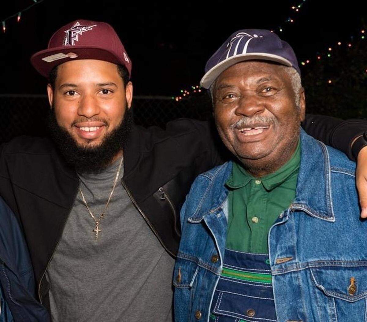 Alex Yanes, left, followed in the footsteps of his grandfather, Lerue Sarvis, right, by becoming a longshoreman. Known as “Overtown Fishman Lee,” Sarvis worked as a longshoreman at PortMiami for several decades.