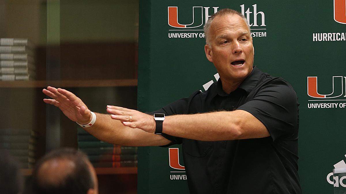 University of Miami football coach Mark Richt talks coaching and the upcoming season with the media during Media Day at the University of Miami Newman Alumni Center on Monday, August 13, 2018.