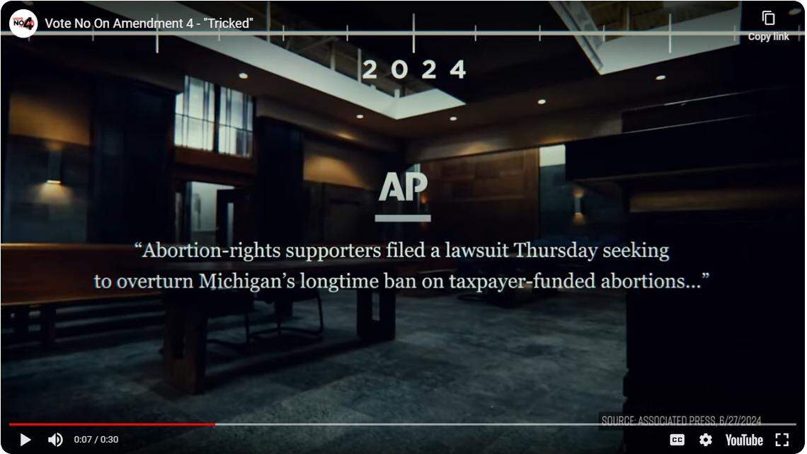 Screen grab of anti-Amendment 4 ad by Florida Voters Against Extremism, as seen on YouTube.