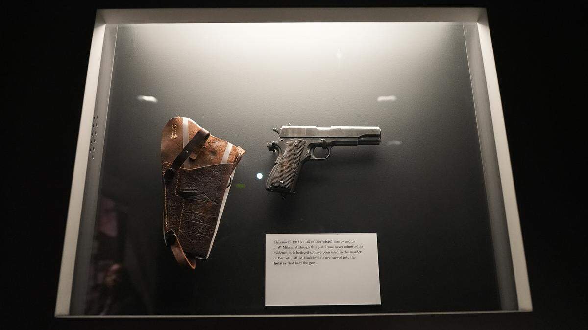 This gun has a serial number identifying it as part of an FBI investigation into the killing of Emmett Till, according to the Two Mississippi Museums. It is believed to have been the murder weapon, historians say.  