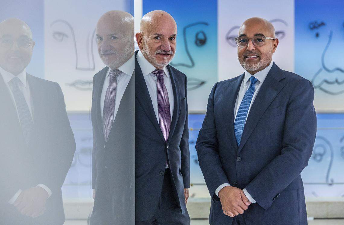 Jackson Health System’s CEO Carlos Migoya (left) and his successor David Zambrana, Jackson’s president and chief operating officer, who has worked with him for more than six years, on Thursday, Jan. 29, 2026.