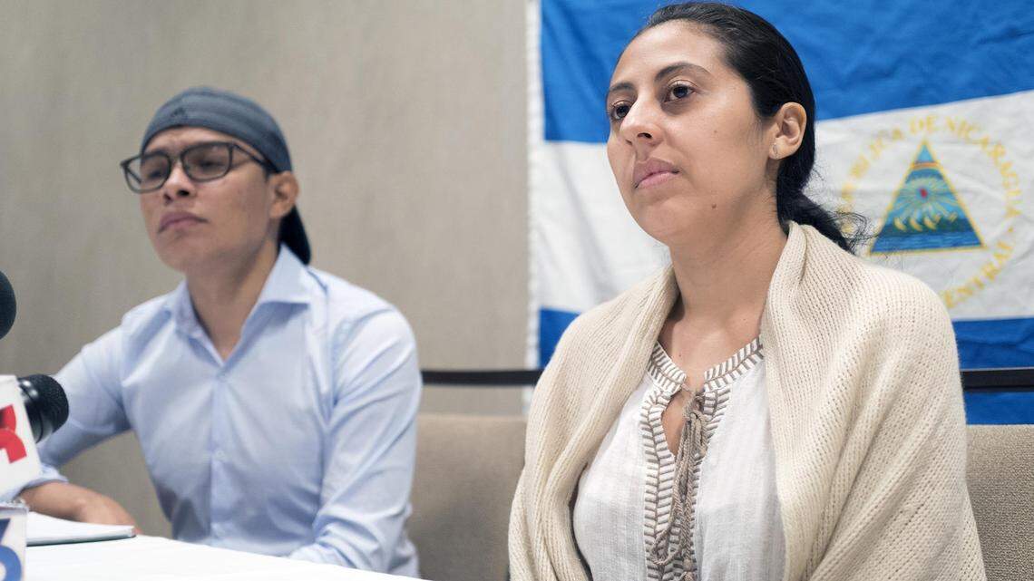 Nicaraguan student activists Víctor Cuadras and Zayda Hernández discuss the abuses they’ve seen by the government of Nicaragua and its president, Daniel Ortega, since widespread protests in the country began in April after the government’s proposed changes to the Social Security system. The students spoke at the Hilton Garden Inn  and Homewood Suites at the Dolphin Mall on July 12, 2018. They said more than 300 people have been killed by police since the protests began, which human-rights groups have reported.