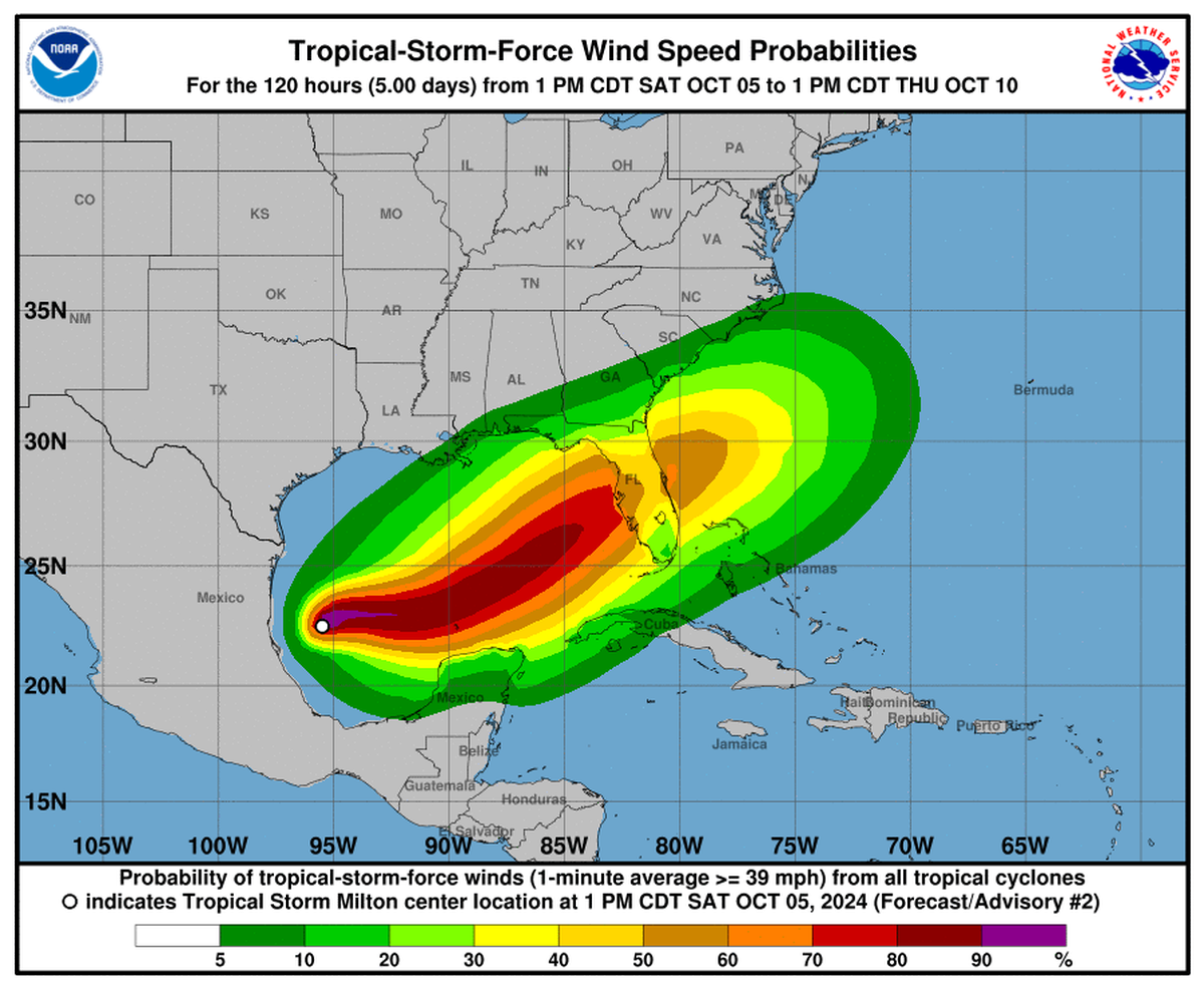 Tropical Storm Milton’s high winds could be felt in most of Florida this week.