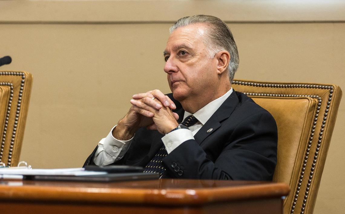 Coral Gables City Manager Amos Rojas Jr. during a City Commission meeting at City Hall on Tuesday, March 12, 2024.