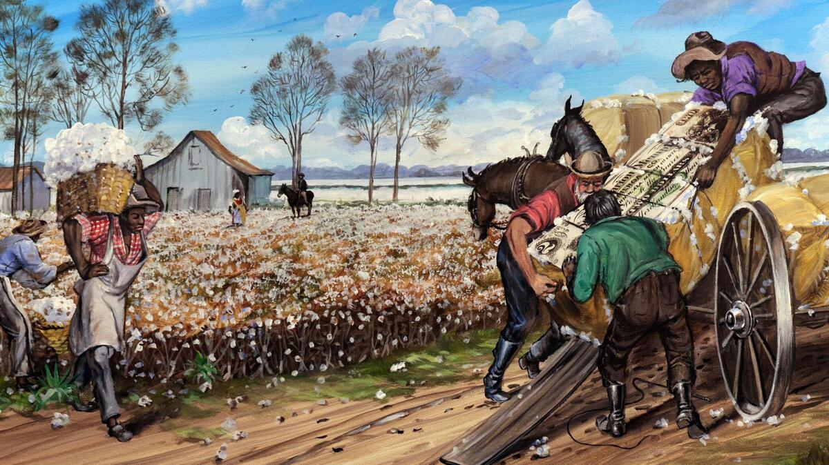 Una muestra de las obras de arte de John Jones, El Color del Dinero es la exposición de Jones en la Biblioteca de Investigaciones Afroamericanas y Centro Cultural de de Fort Lauderdale, que explora la relación entre la economía y la esclavitud.
