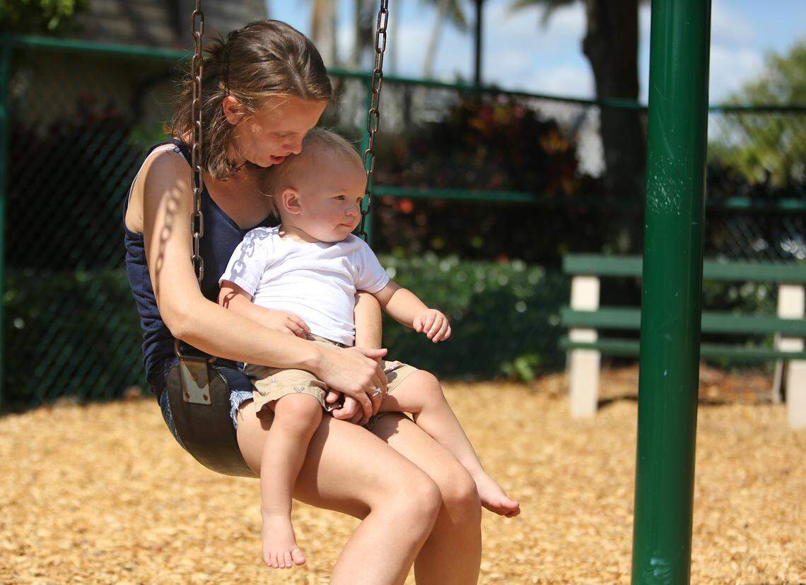 Jena Lisa Jones spends time with her 18-month-old son Raymond. Jones says that she is a victim of sexual offender Jeffrey Epstein. Jones says she was just 14 when she was introduced to Epstein and was paid $200 by him to give him a massage at his home. Jones says Epstein told her to take off all of her clothes and that he fondled her during the massage. Epstein pleaded guilty to a single state charge of soliciting prostitution from girls as young as 14. Epstein was sentenced to 18 months in prison. He served 13 months at the Palm Beach Sheriff’s Office Stockade Facility, much of the time outside of the gates on ‘work release.’