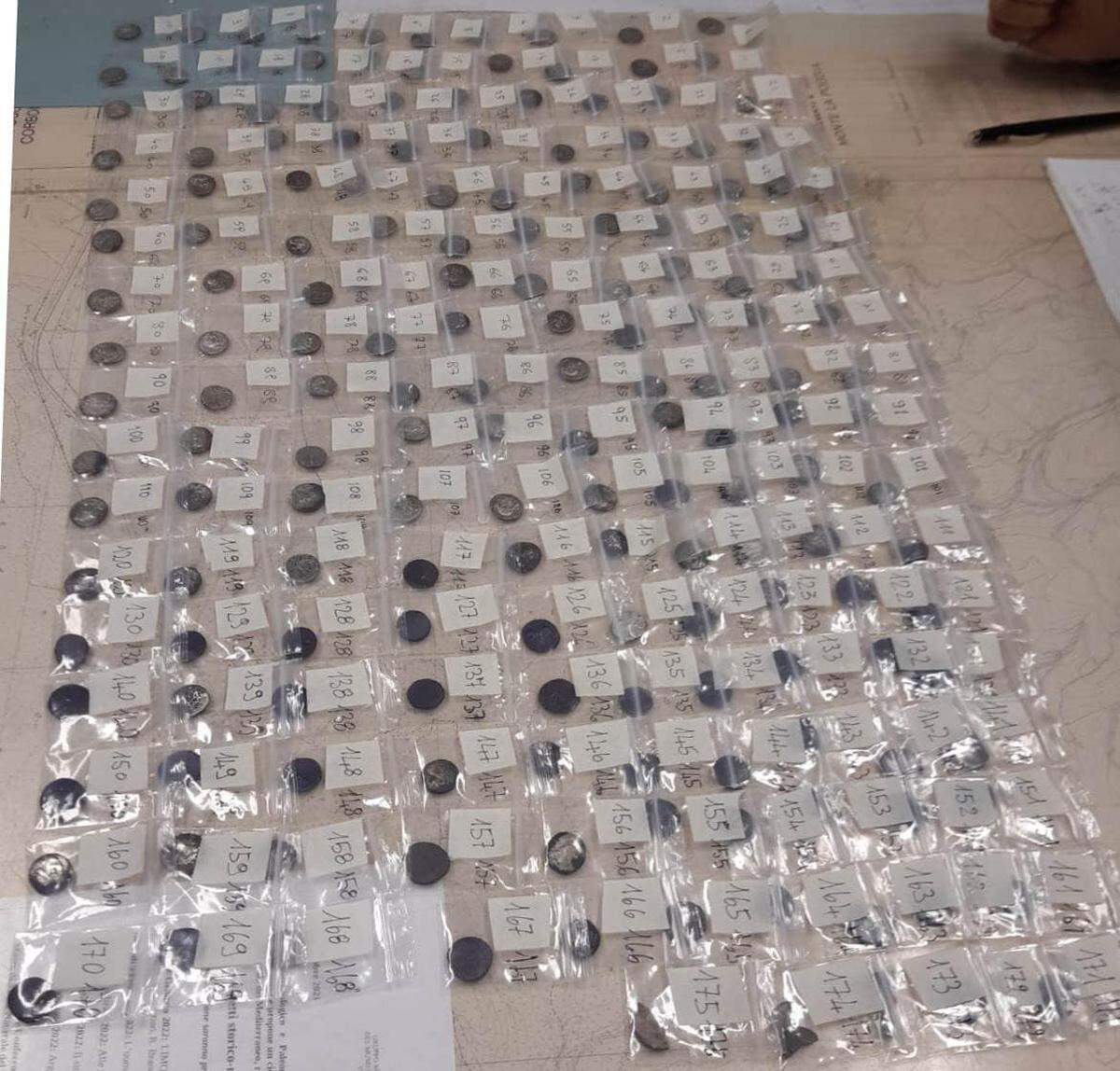 The coins after being excavated.