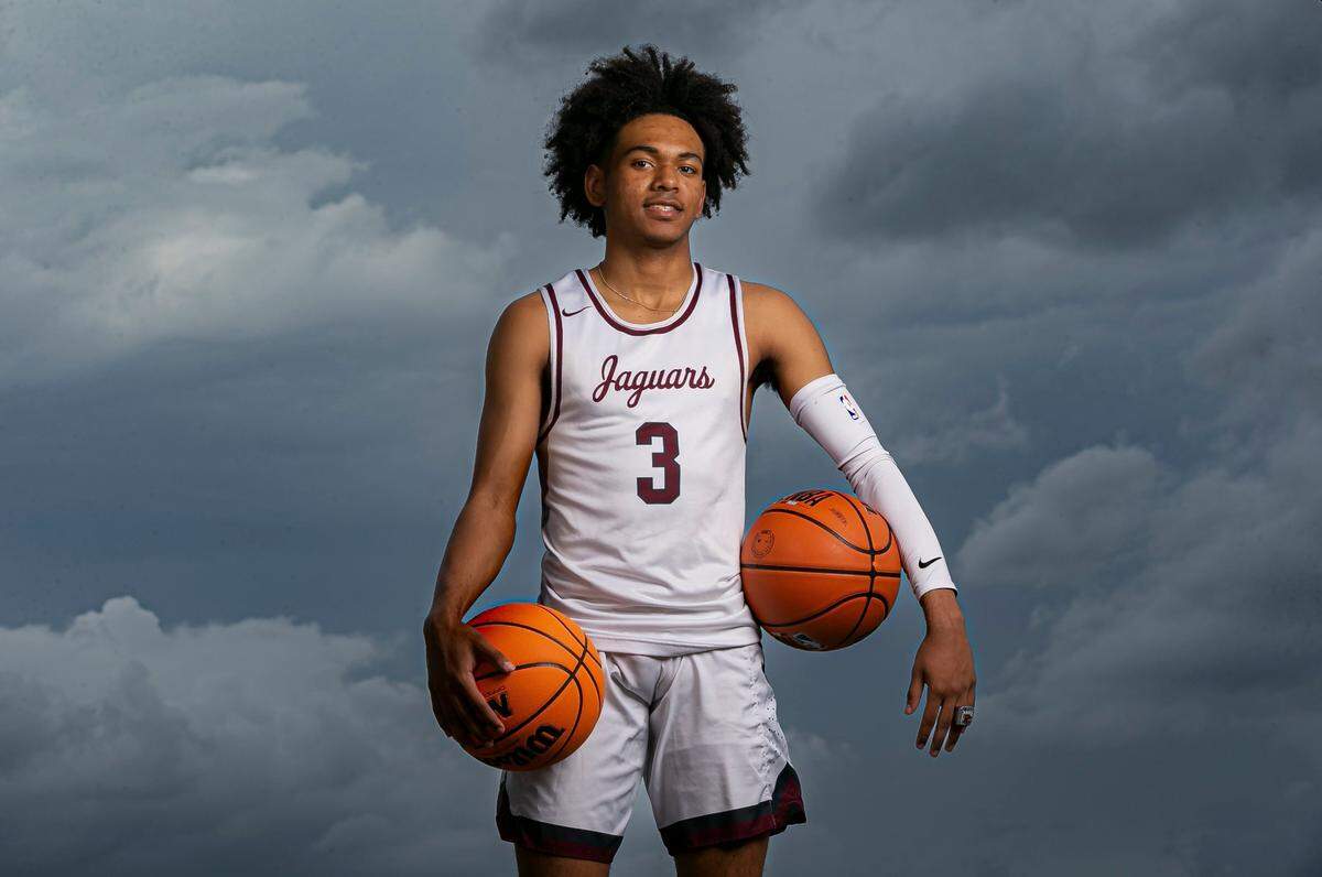 Broward Basketball Big School Player of the Year Geoffrey Sprouse, from Pembroke Pines Charter, is photographed at Brian Piccolo Park in Hollywood, Florida on Wednesday, March 16, 2022.
