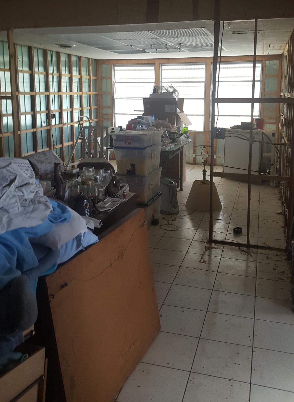 Workers removed all the drywall from this house, which was badly damaged by Hurricane Irma in September 2017, before completely rebuilding the home’s interior.