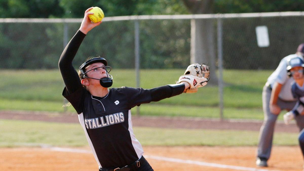 Somerset Silver Palms pitcher Ava Stevens throws the ball against Coral Springs Charter during Region 4-3A softball final game on Friday, May 17, 2024 at Betti Stradling Park in Coral Springs.