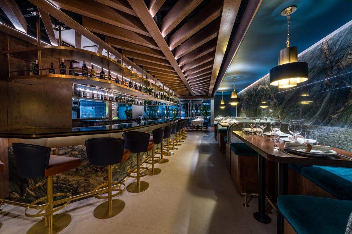 The bar at Zeru, the new Basque restaurant at Hotel AKA Brickell in Miami.