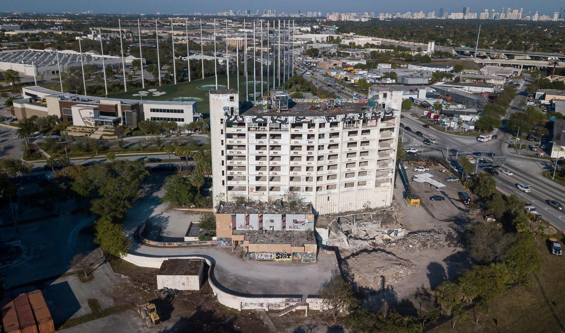 Aerial view of the former Parkway Medical Center West near the Palmetto Expressway at the Golden Glades Interchange on Tuesday, Feb. 28, 2023, in Miami Gardens, Fla.